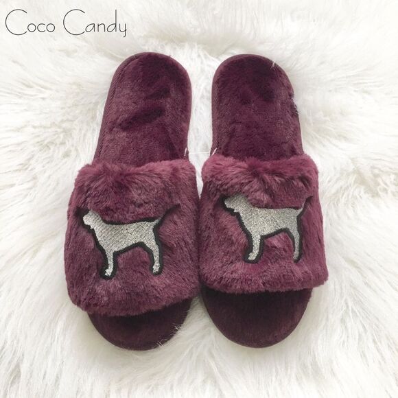 🆕Victoria's Secret PINK Open Toe Logo Slippers - Picture 4 of 7